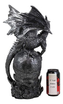 Large Gothic Guardian Behemoth Winged Dragon Standing On Graveyard Skull Statue
