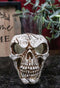 Set Of 4 Gothic Graveyard Macabre Grinning Evil Skull Shot Glass Holder Figurine