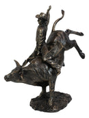 Ebros Rodeo American Cowboy on Bull Resin Figurine-Bronze Finish Resin 10.5"H - Ebros Gift