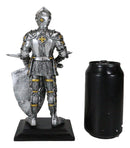 Medieval Swordsman Knight Of Lyon Figurine 8.5"H Suit of Armor Coat Of Arms Lion