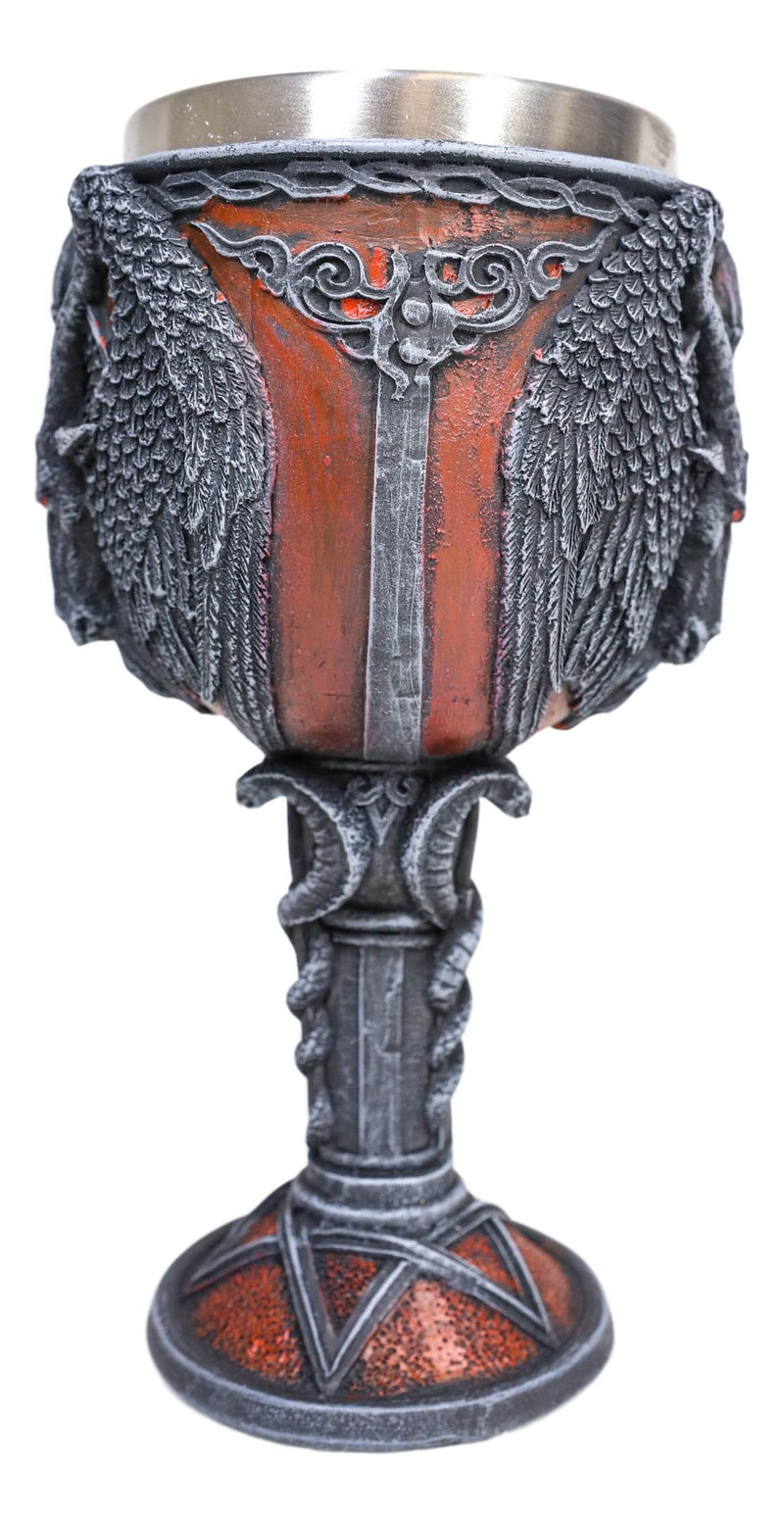 Pentagram Sabbatic Goat Baphomet Red Wine Goblet Chalice Decor