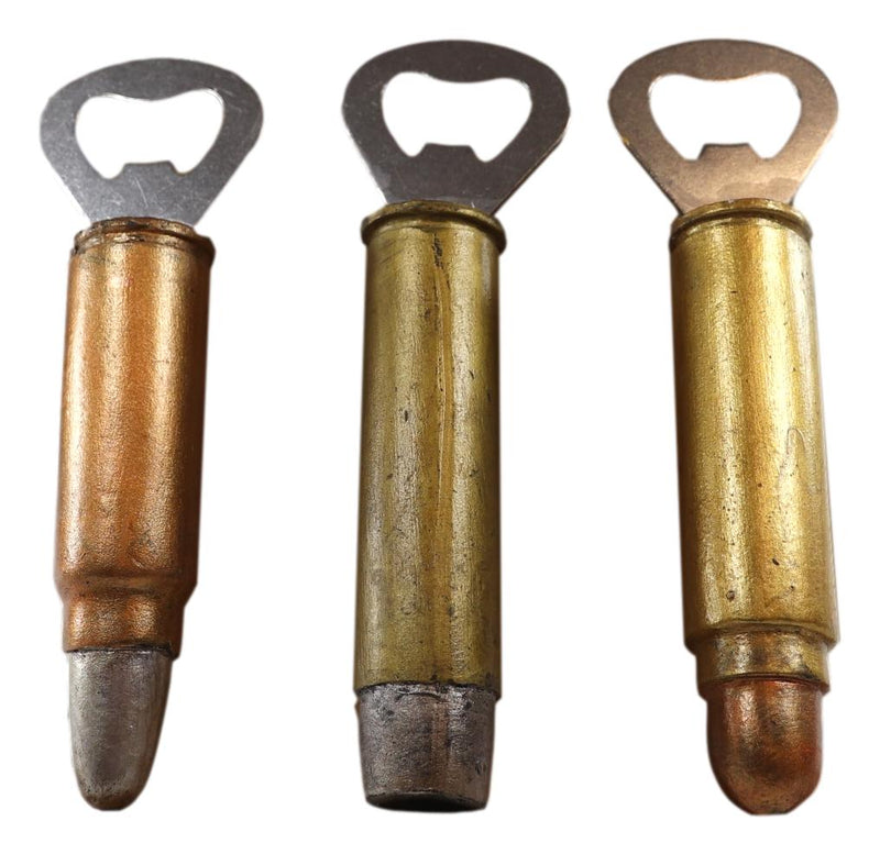 Pack Of 3 Western Rustic Bullet Shell Casings Ammo Hand Beer Bottle Openers