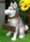 Ebros  Lifelike Pet Pal Siberian Husky Sled Dog Statue 13"H With Jingle Collar Sign