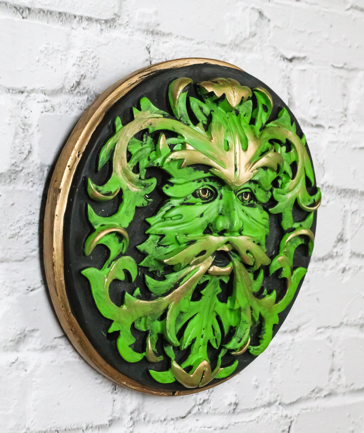 Ebros Oberon Zell Nature's Spirit God Celtic Greenman Wall Decor Plaque 5.25" D