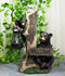 Ebros Forest Black Bear Mama And Cub With Raccoon Welcome Sign Solar LED Light Statue