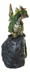 Metallic Green Iridescent Wyrmling Dragon On Faux Geode Crystal Rock Figurine