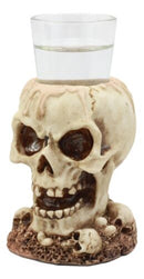 Gothic Ossuary Graveyard Melting Skull Shot Glass Holder Figurine 5"Tall Liquor