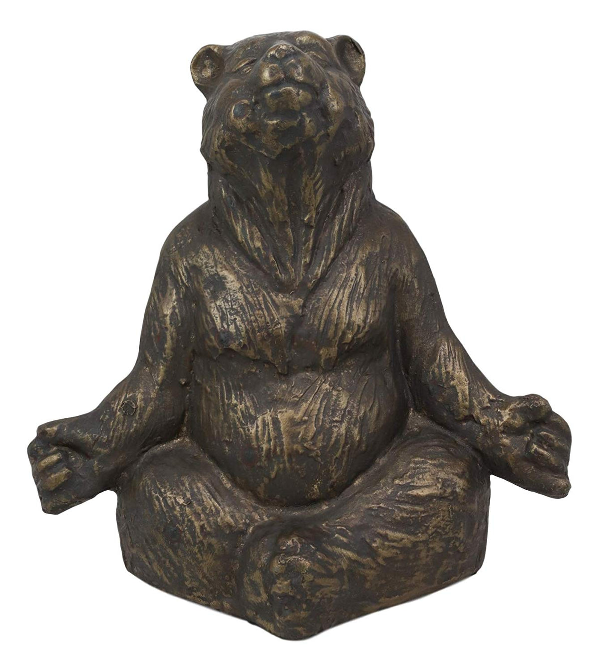 Ebros Aluminum Metal Whimsical Meditating Yoga Bear Garden Statue Rustic Wildlife Western Cabin Lodge Zen Bears Decor Figurine (Lotus Pose)