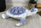 Ebros Ming Style Terracotta Blue and White Feng Shui Celestial Sea Turtle Statue with Crystals 7.5" Wide