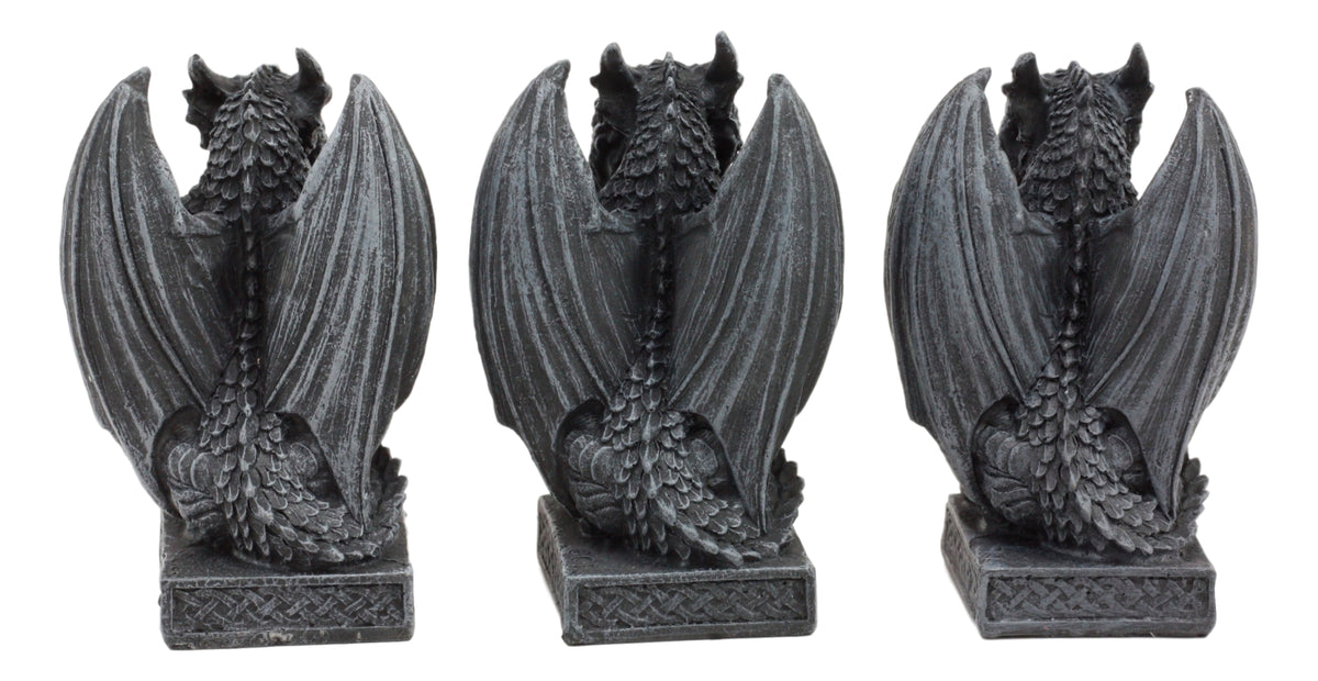Ebros Three Wise Dragons See Hear Speak No Evil Sentinel Guardian Dragons Statue Set