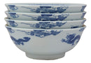 Ebros Gift Blue And White Ming Dynasty Style Feng Shui Dragons Ceramic Bowls As Ramen Pho Soup Cereal Bowl 4 Piece Set 32oz 8"Diameter