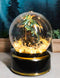 Golden Green Dragon On Castle Mountain Musical LED Light Air Powered Water Globe
