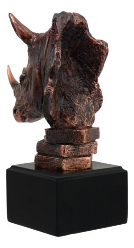 Black African Rhinoceros Bust Statue 7.5"H Rhino Monolith Bronze Electroplated - Ebros Gift