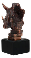 Black African Rhinoceros Bust Statue 7.5"H Rhino Monolith Bronze Electroplated