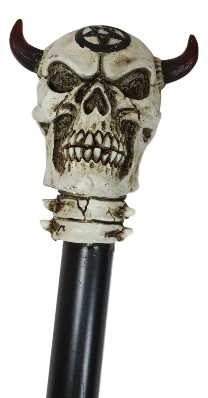 Demon Horned Pentagram Skull Decorative Prop Walking Swagger Cane