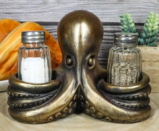 Ebros 6.5"L Giant Octopus Tentacle Spice Glass Salt Pepper Shaker Holder Figurine - Ebros Gift