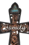 Western Family Tooled Tuscan Fleur De Lis Floral Scrollwork Horseshoe Wall Cross