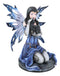 Ebros Blue Celestial Witch Fairy Cradling A Mystical Black Cat Statue 8.25" Tall