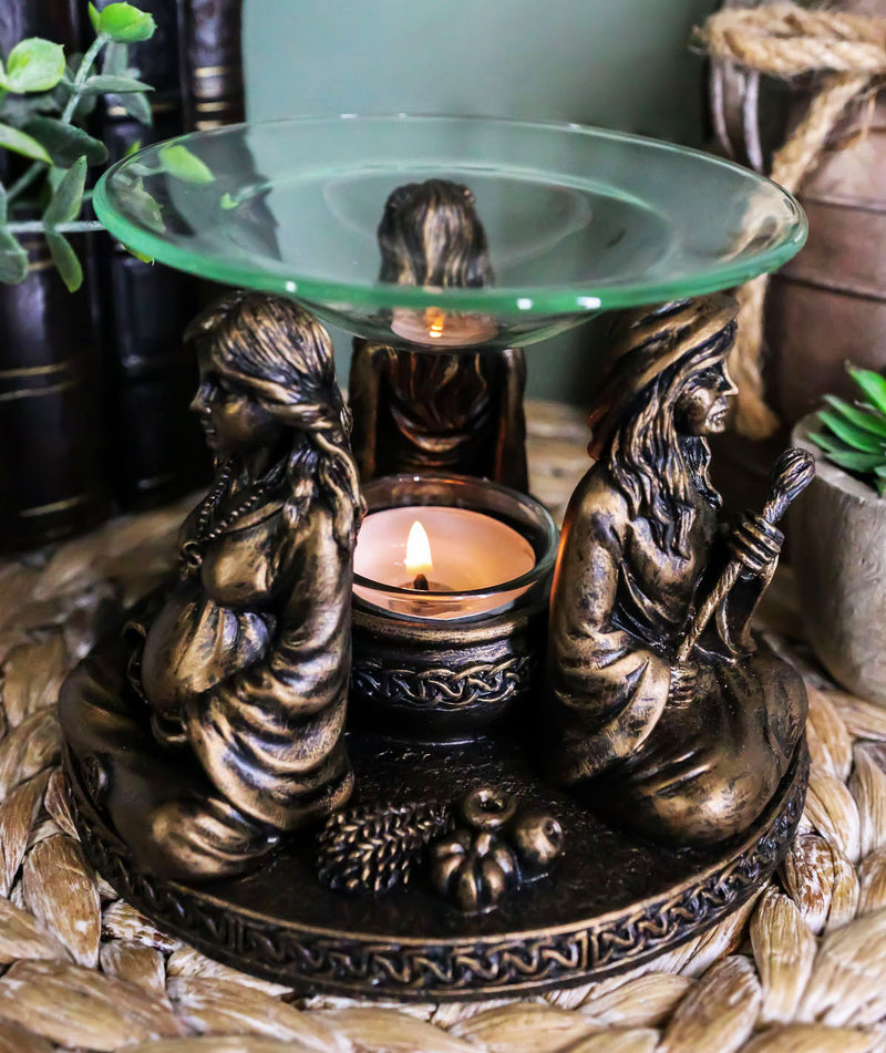 Wicca Triple Goddess Maiden Mother Crone Votive Holder Aroma Oil Warmer Figurine