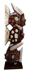 Balinese Wood Handicraft Large Stacked Abstract River Fish Fishes Figurine 21"H