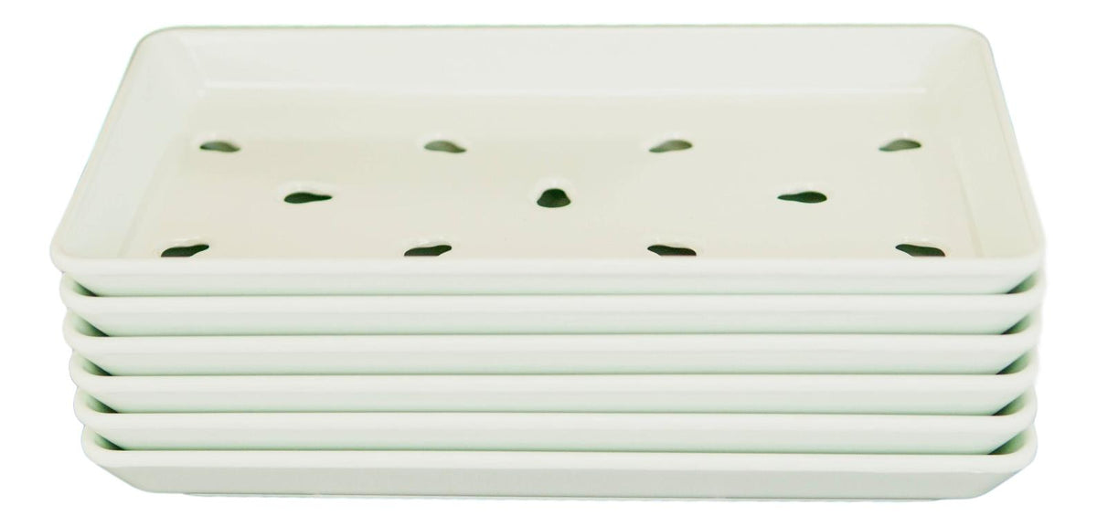 Pack Of 6 Sage Green Neta Zara Sushi Sashimi Plates With Drip Holes 8.75"X5"