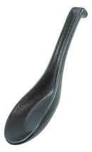 Pack Of 10 Artistic Textured Speckled Black Ceramic Zen Ladle Hook Soup Spoons