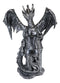 Ebros Dark Beacon Dragon Guardian of Styx Castle Gate Statue W/ Solar LED Light