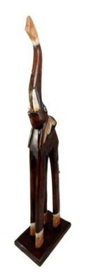 Balinese Wood Handicraft Large Striped Trumpeting Jungle Elephant Figurine 24"H