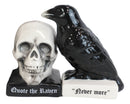 Ceramic Quote The Raven Nevermore Skull Salt And Pepper Shakers Figurine Set