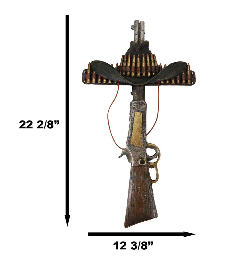 Rustic Western Cowboy Hat Hunting Rifle With Bullet Shell Casings Wall Cross