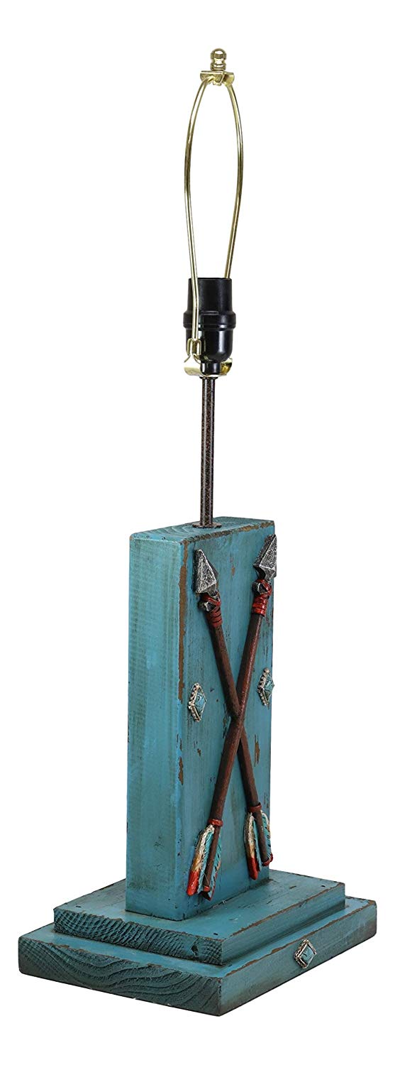 Ebros 26"H Rustic Blue Distressed Wood 2 Crossed Friendship Arrows Table Lamp