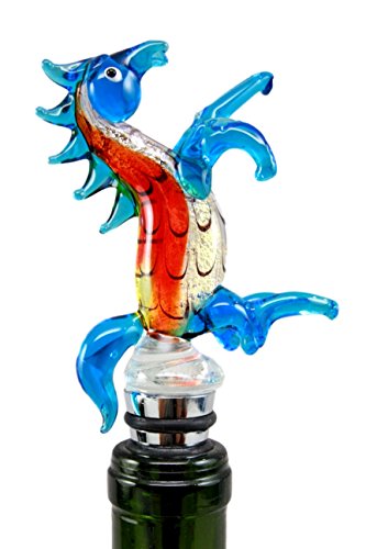 Ebros Gift Translucent Acrylic Blue Twilight Rearing Horse Kitchen Wine Bottle Topper Stopper Metal Rubber Cork Hosting Accessory 5.5"H