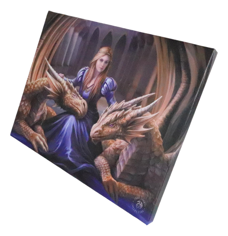 Ebros Anne Stokes Fierce Loyalty Mother Dragons Wood Framed Canvas Wall Decor