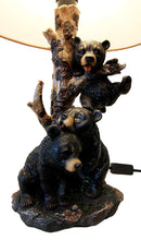 Ebros Whimsical Climbing Black Bear Cubs Table Lamp Statue Decor With Bear Face Shade