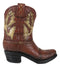 Set of 4 Rustic Western Tooled Leather Finish Cowboy Boots Miniature Figurines