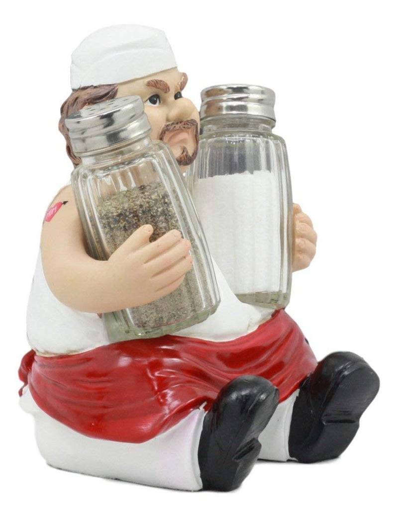 Ebros Bayou Cajun Spice Redneck Chef Salt And Pepper Shakers Holder Figurine 6 1/8"Tall Greasy Cracker Chef Southern Cuisine Decorative Statue Kitchen Home Dining Centerpiece