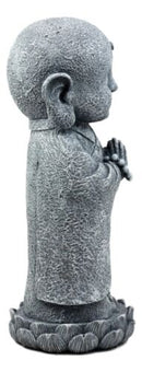 Japanese Namaste Praying Jizo Monk Standing On Lotus Flower Figurine 9.75"H