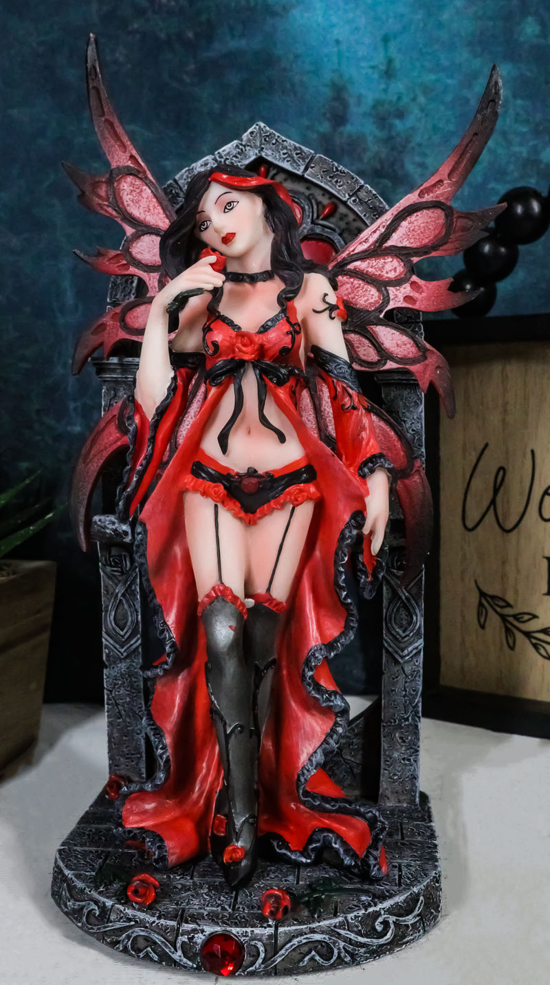 Gothic Red Winged Lingerie Fairy Statue Sexy Roses Figurine Fantasy Ebros Gift Gothic Red Winged Lingerie Fairy Statue Sexy Roses Figurine Fantasy Ebros Gift
