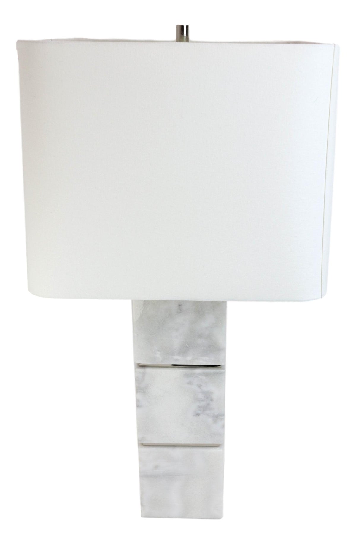 27"H Contemporary Elegant 3 White Marble Cubes Gold Trim Table Lamp Fabric Shade - Ebros Gift