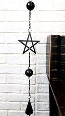 Wicca Occult Pentagram Pentacle Stars Black Coated Steel Metal Wind Chime Mobile