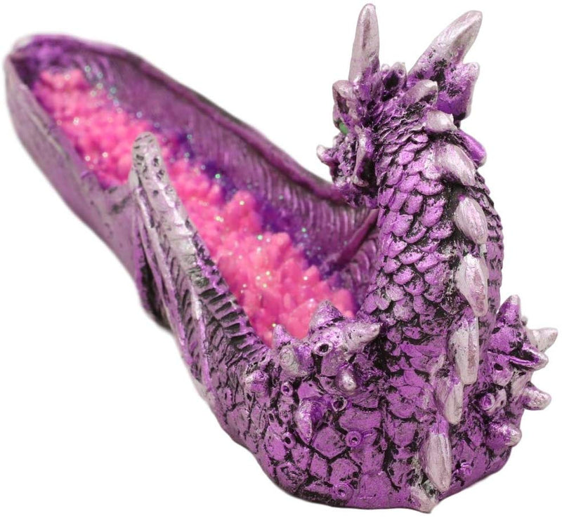Ebros Magenta Sunset Dragon Guarding Pink Crystal River Incense Burner Holder