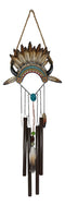 Southwest Boho Chic Indian Chief Headdress Feathers Turquoise Rocks Wind Chime