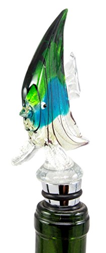 Ebros Gift Ocean Saltwater Angelfish Wine Bottle Topper Stopper Metal Rubber Cork Kitchen Party Hosting Accessory 6.25"H