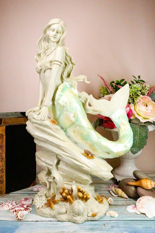Ebros Large Ocean Princess Ariel Mermaid Sitting On Sea Rock Figurine 16"H Decor