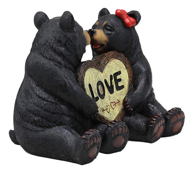 Ebros Love is in The Air Black Bear Couple Kissing and Holding Hands 2 Piece 5"H