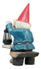 Ebros Whimsical Wizard Gnome Reading A Spell Book Statue 19"Tall With Solar LED Lantern Courtesy Path Light Sculptural Decor