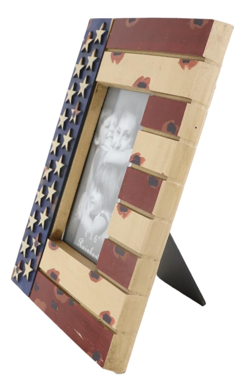 Patriotic USA Flag Star Spangled Banner Veteran Memorial 4"X6" Picture Frame