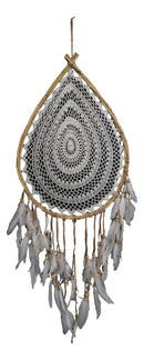 Bohemian Chic Hand Woven Rattan Macrame Dream Catcher Feathers Boho Wall Decor