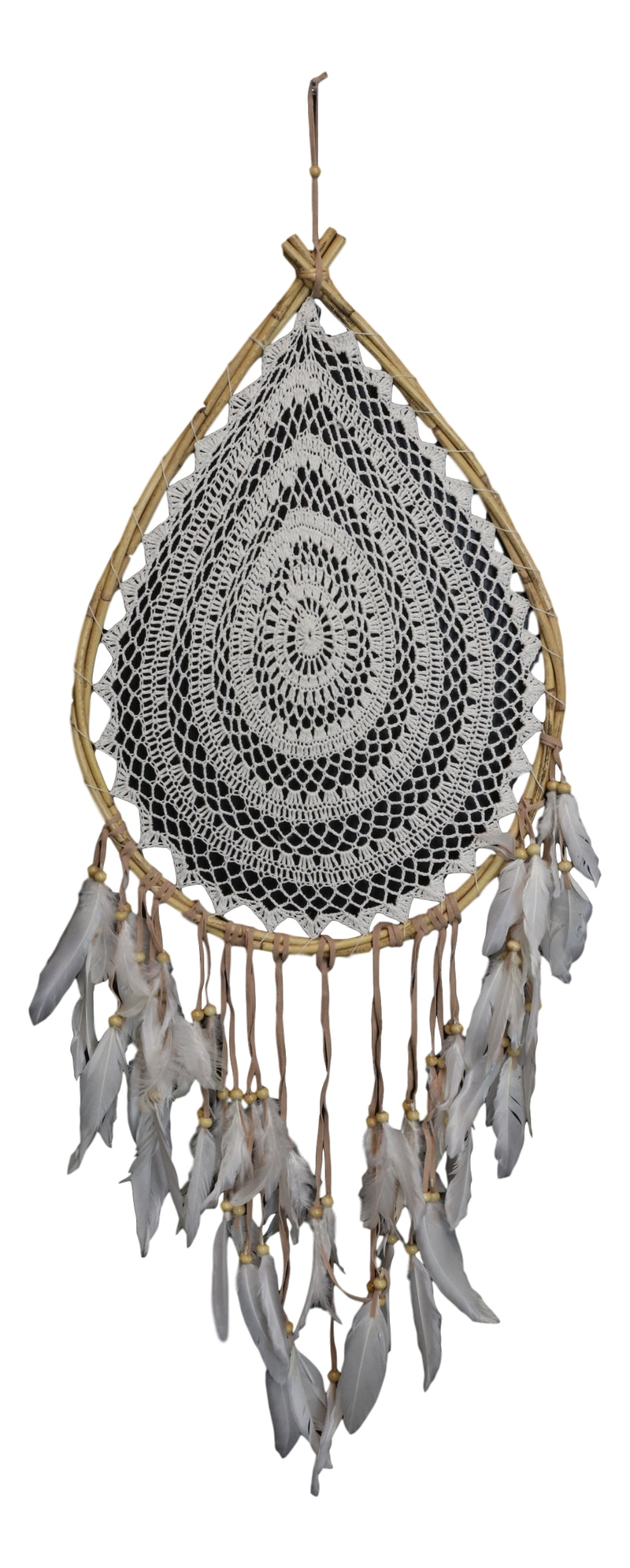 Bohemian Chic Hand Woven Rattan Macrame Dream Catcher Feathers Boho Wall Decor