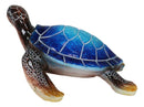 Nautical Ocean Blue Hues Giant Sea Turtle Swimming Figurine 9.5"Long Tortoise